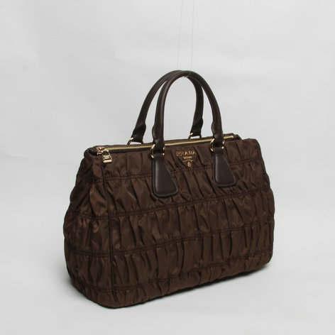 2014 Prada gaufre nylon fabric tote bag BN2390 brown - Click Image to Close
